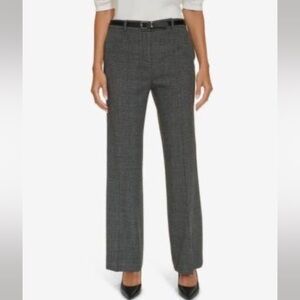 Calvin Klein Women’s High-Rise Belted Charcoal Plaid Detail Trousers